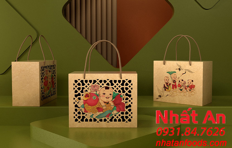 Hộp tết giấy kraft Đông Hồ, có 3 size