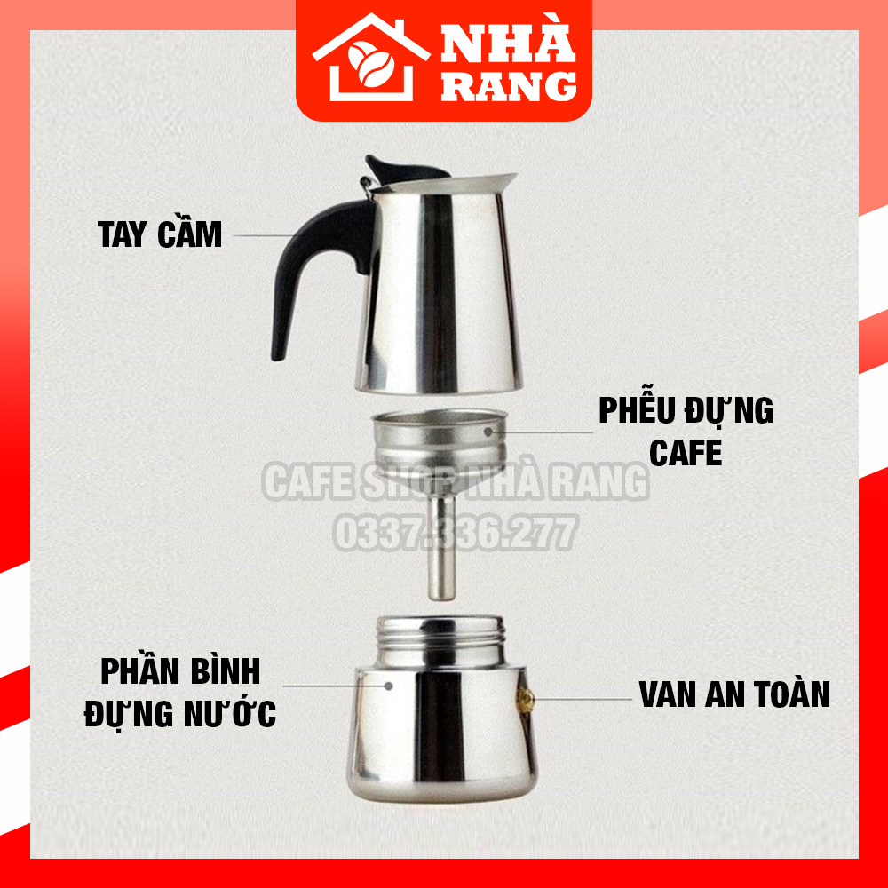 Bình Moka pha cà phê, bình pha cà phê áp suất | Cafe Nhà Rang