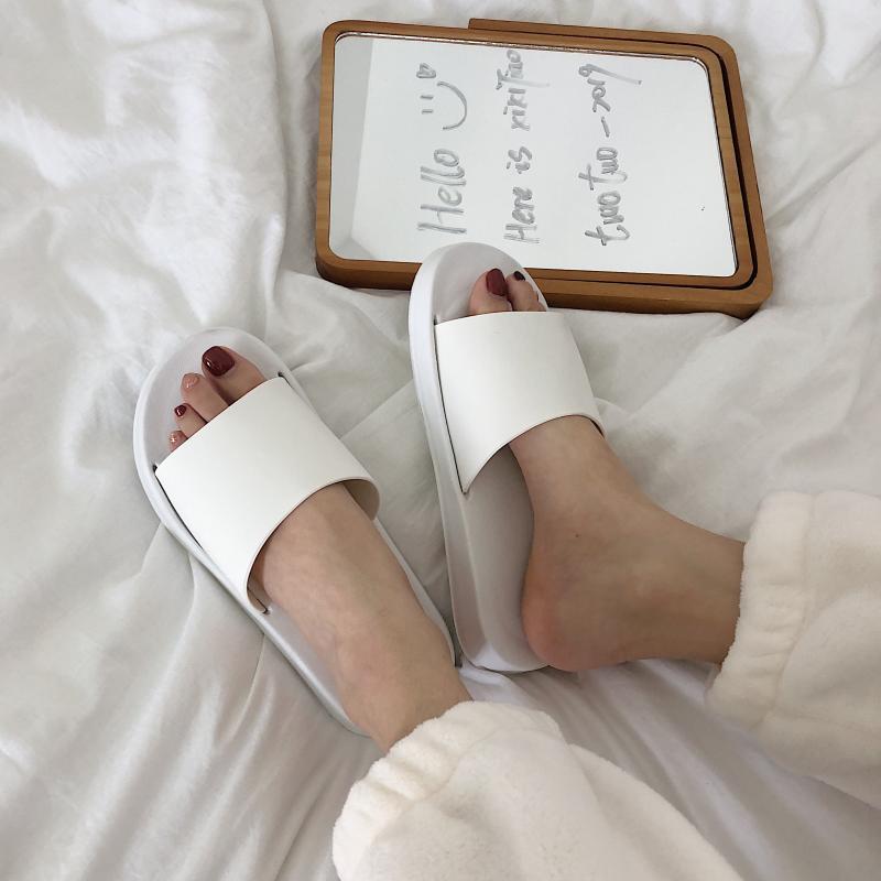 Dép lê quai ngang basic màu trơn Full đen, trắng