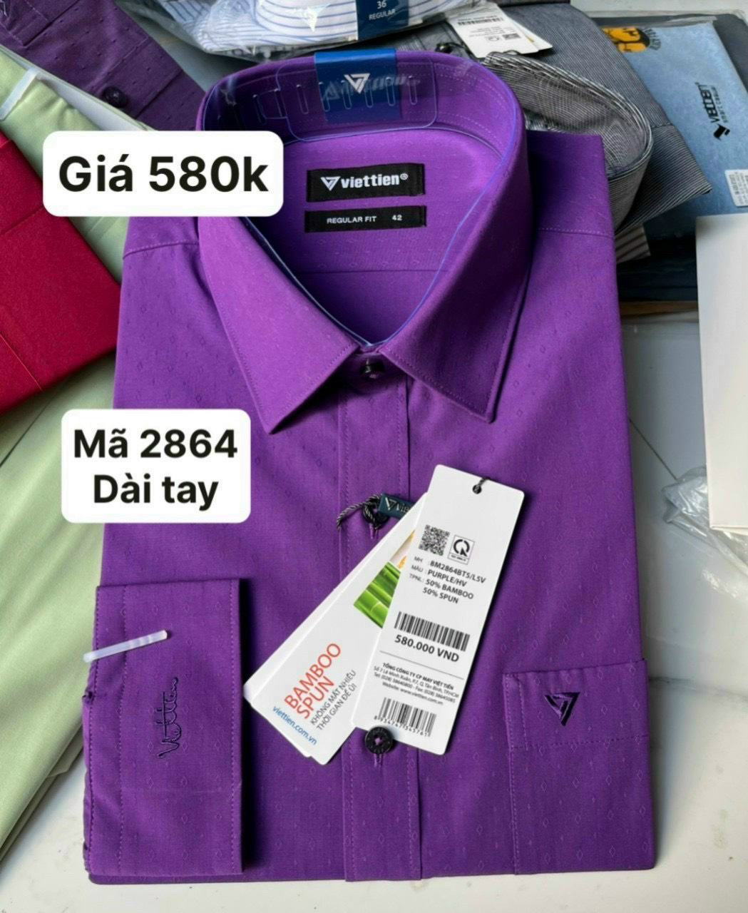 Áo sơ mi Việt Tiến giá mác 580k sale 250k form regular fit