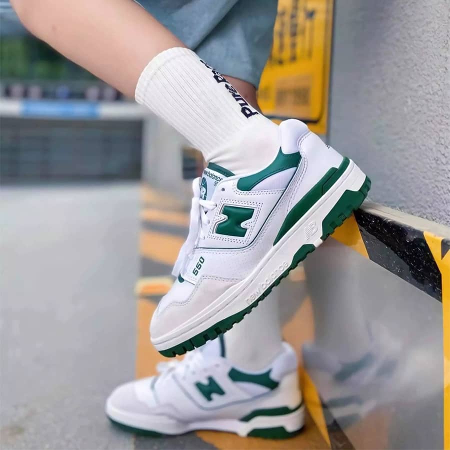 Giày Sneaker NB 550 White Green ( Giày NB 550 Trắng xanh)