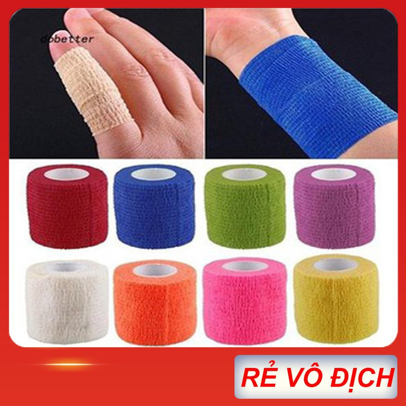 Băng keo thể thao đá bóng, băng quấn tự dính gối cổ chân cổ tay giảm chấn thương bằng vãi 5cm - màu ngẫu nhiên hoặc check màu