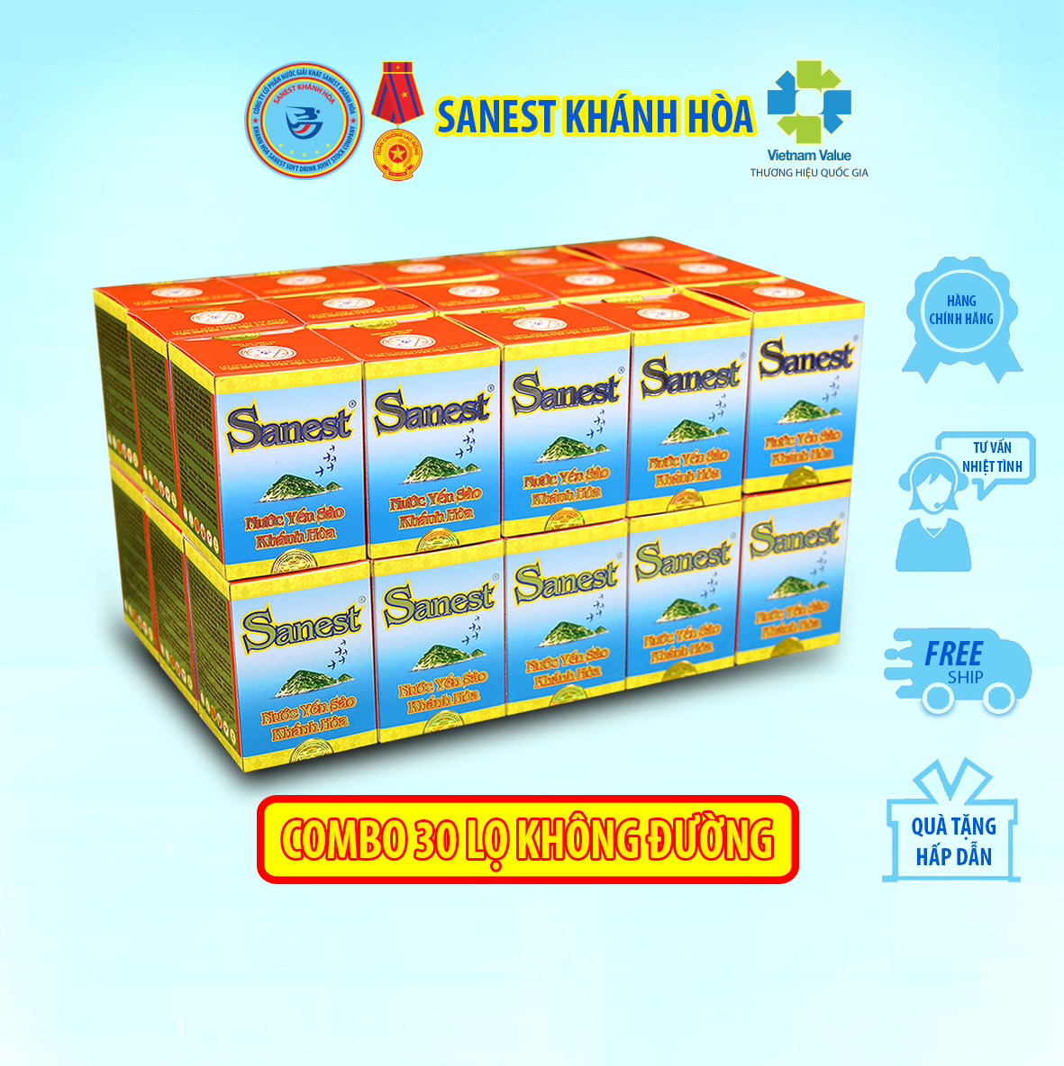[COMBO 30 LỌ] Nước Yến sào Khánh Hòa Sanest 70ml