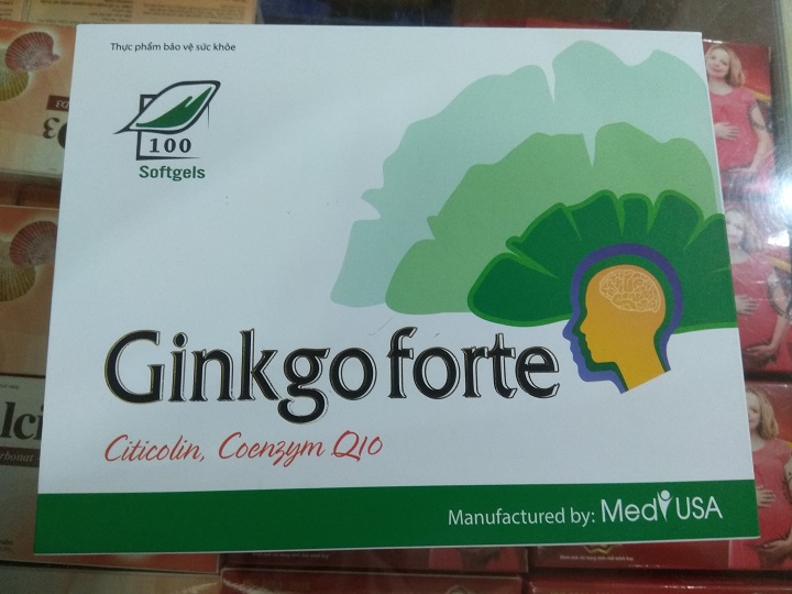 Hoạt huyết dưỡng não Ginkgo Forte Citicolin Coenzym Q10 - Giúp hoạt huyết , tăng cường lưu thông máu lên lão , chống rối loạn tiền đình , chóng mặt , tai biến - Hộp 100 viên.