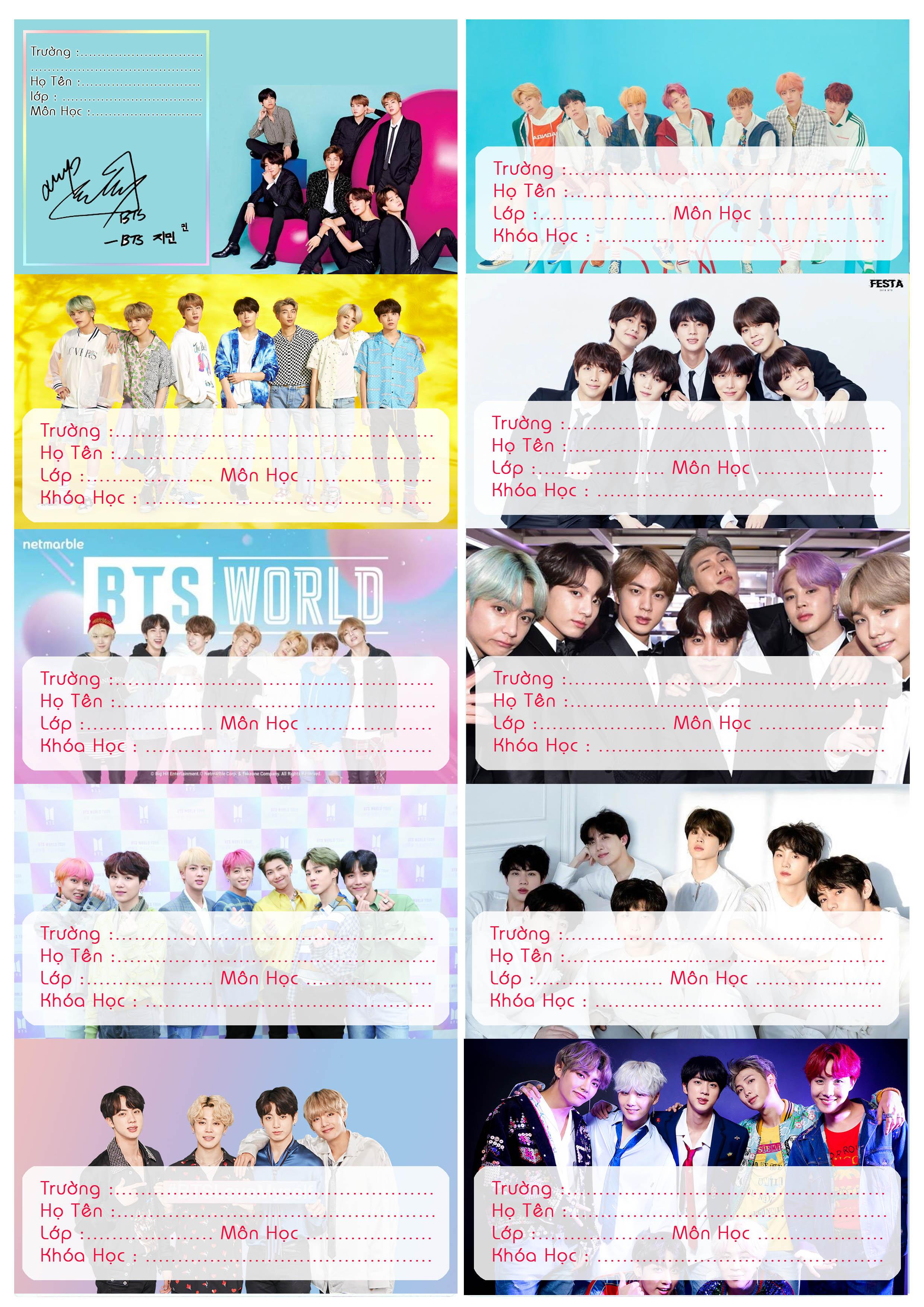 20 CHIẾC NHÃN VỞ  BTS  IN CAO CẤP