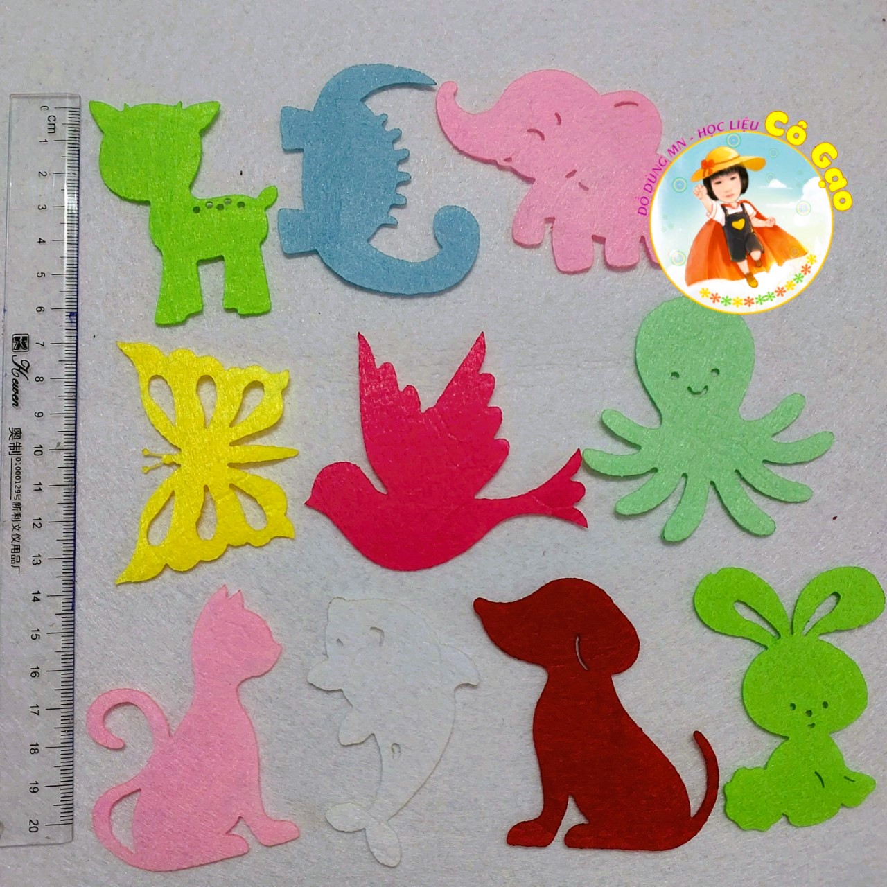 SET 20 CON VẬT NỈ NHIỀU MÀU TT MẦM NON(~7CM)