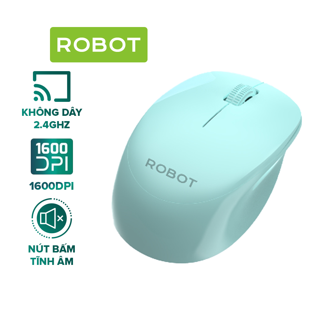 Chuột không dây Robot M210S tĩnh âm silent nhấp im lặng kết nối USB nhỏ gọn tiện dụng độ chính xác cao cho máy tính xách tay laptop pc phù hợp văn phòng dạy online học online