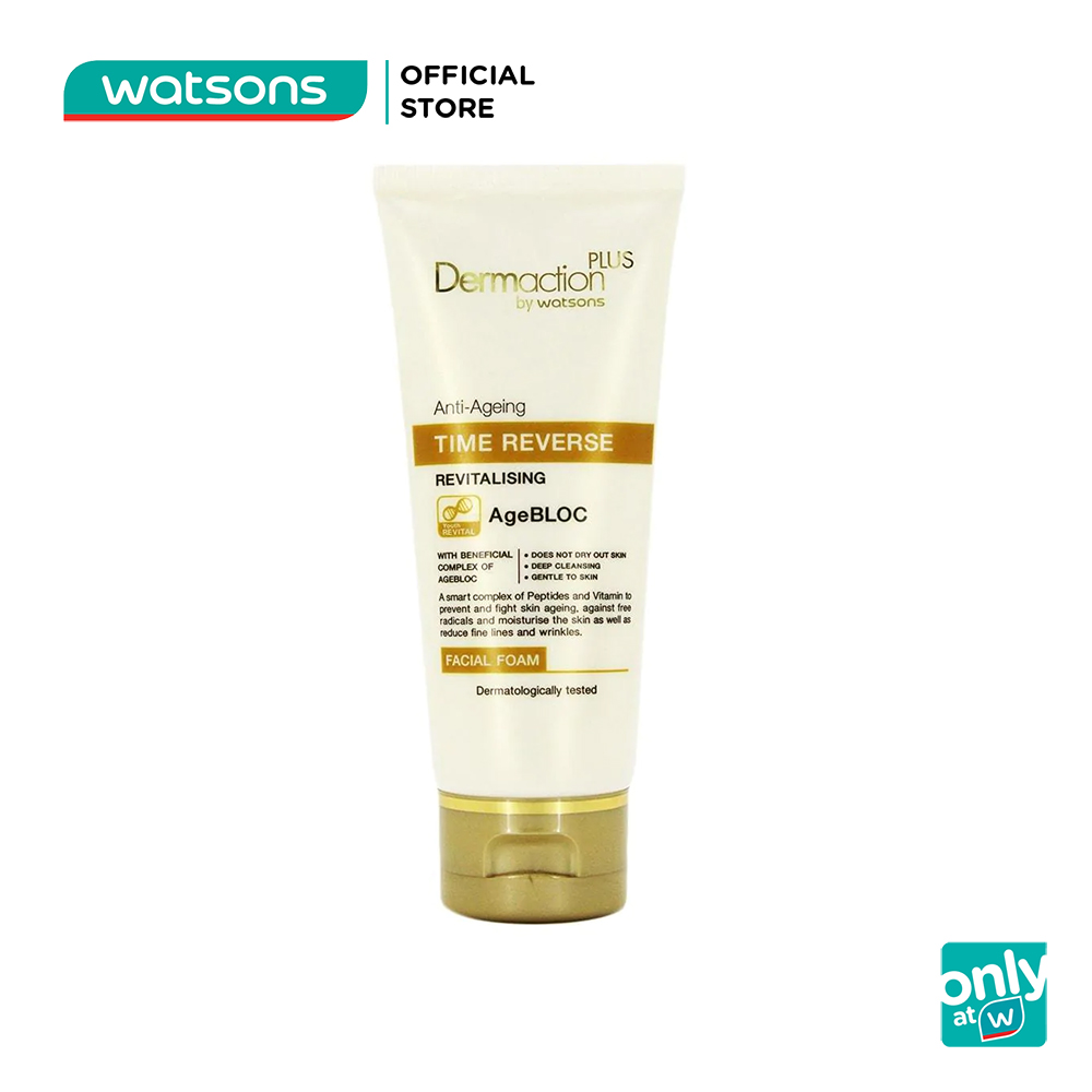 Bọt Rửa Mặt Dermaction Plus By Watsons Anti-Ageing Time Reverse Revitalising Facial Foam Sạch Sâu100ml