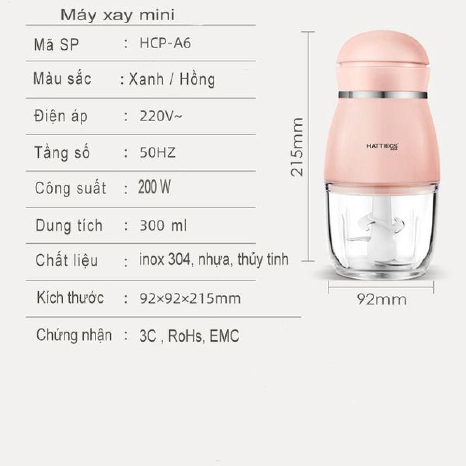Máy Xay Ăn Dặm Cốc Thuỷ Tinh Cho Bé Hattiecs