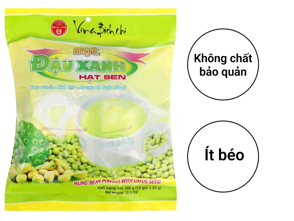 BỘT ĐẬU XANH HẠT SEN BÍCH CHI 350GR ( 10 GÓI x 35GR) 06147