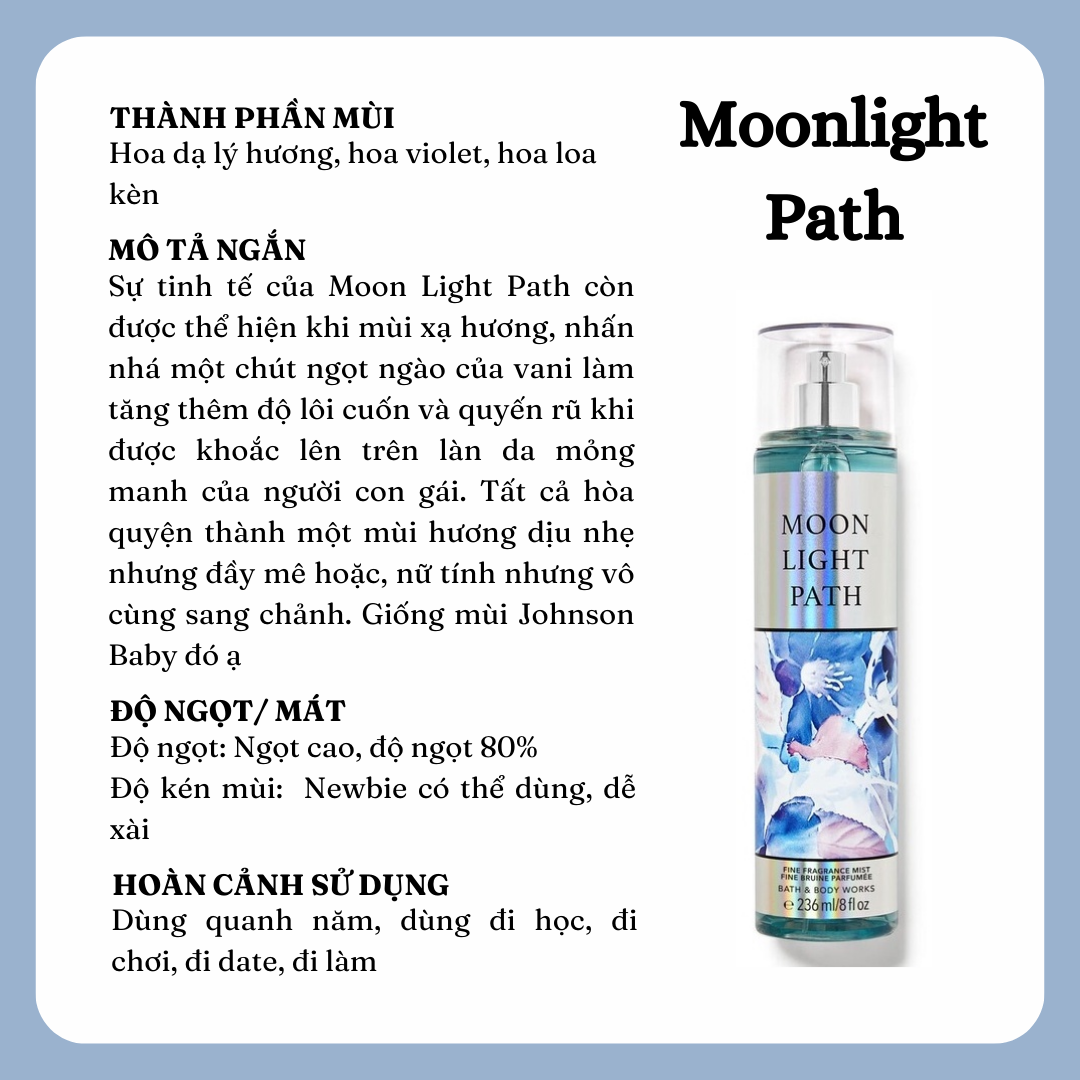 Xịt thơm toàn thân bodymist Bath & Body Works: Moonlight Path