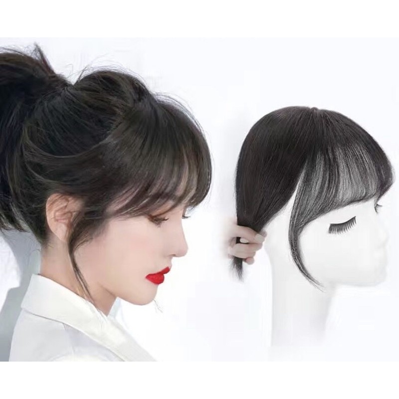 Tóc mái giả 3D đẹp, sợi tóc tơ, 2 kẹp
