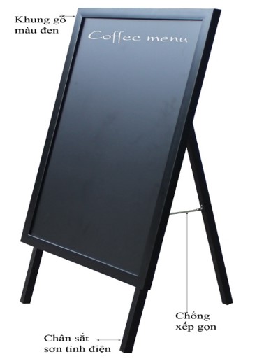 Bảng đen menu khung gỗ có chân 1 mặt Bavico 60x80cm