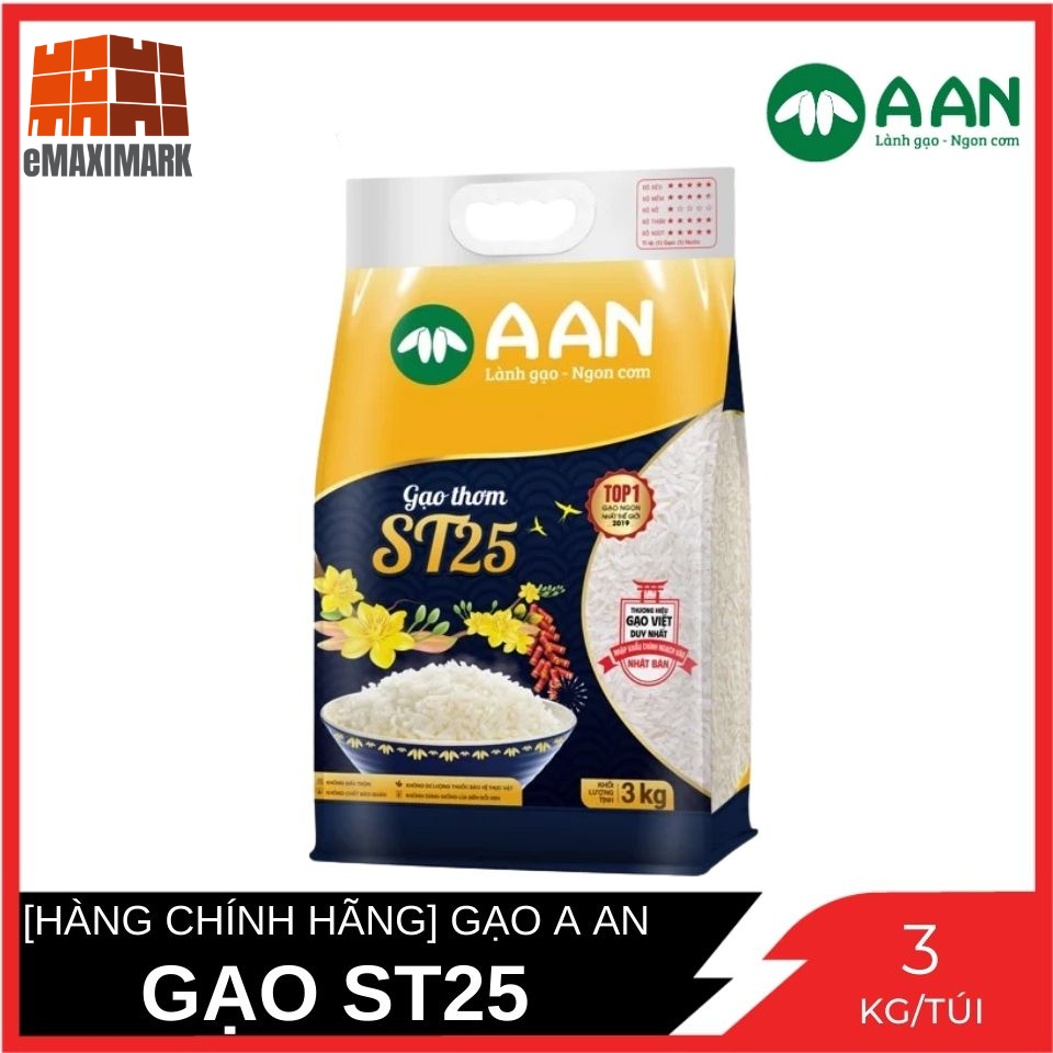 [Hàng Chính Hãng] [Túi Nhỏ] Gạo Thơm ST25 Gạo A An Túi 3 kg