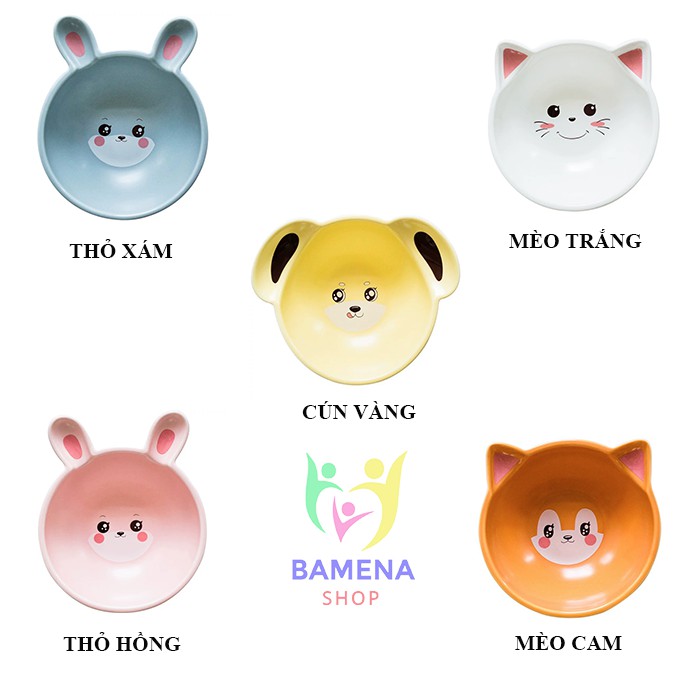 Bát ăn dặm gốm sứ hình thú chất men đẹp cho bé AD04