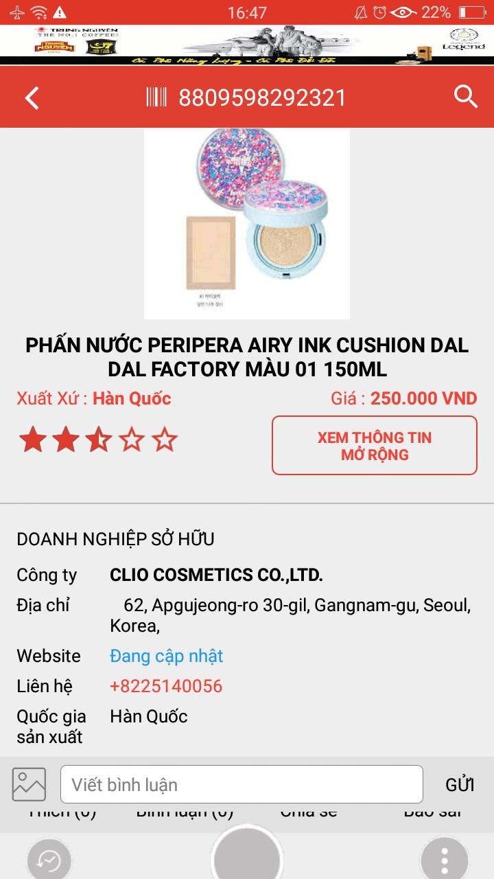 PHẤN NƯỚC KIỀM DẦU PERIPERA AIRY INK CUSHION DAL DAL FACTORY