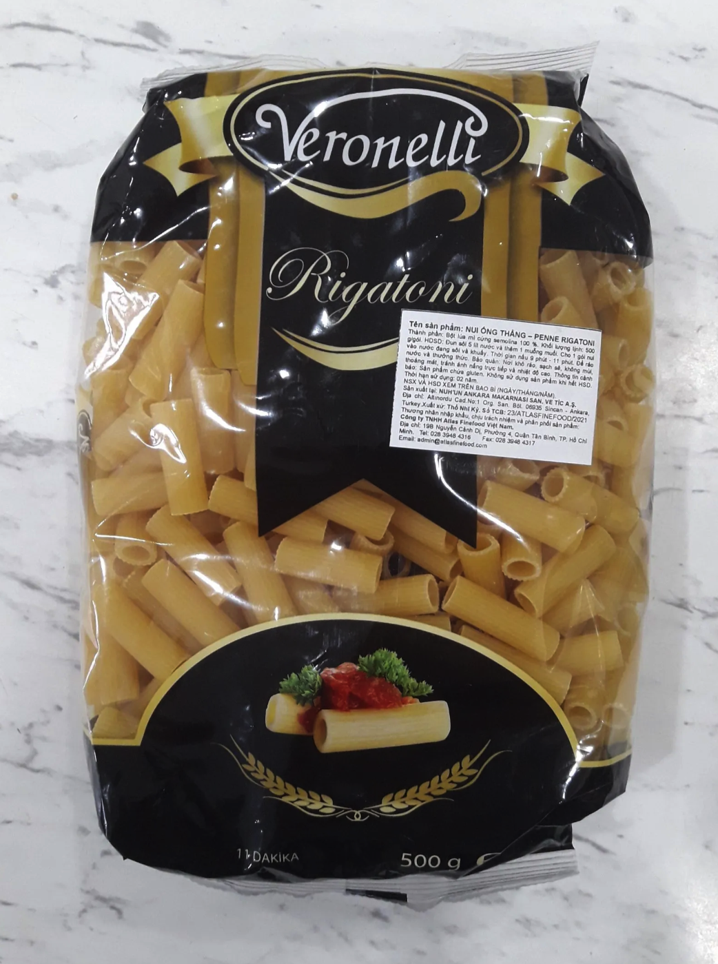 Veronelli- Mỳ nui ống Penne Rigatoni 500gr.Best before 2027.