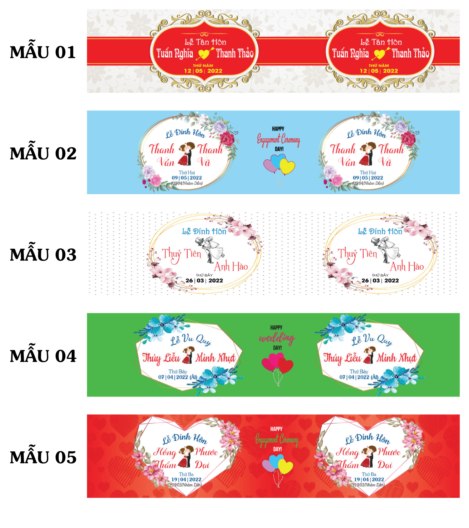 Combo 30 Tem dán chai nước suối Cưới