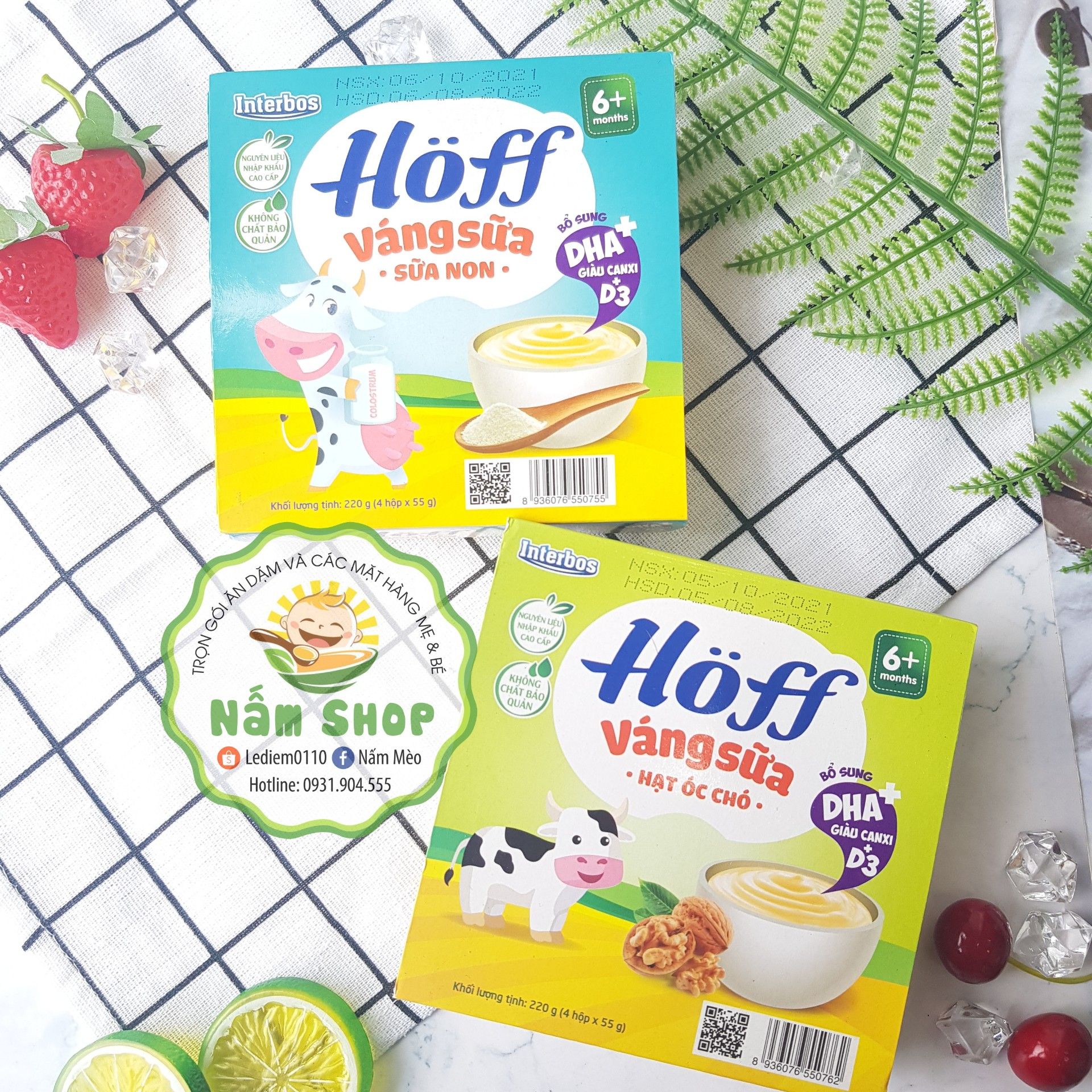 [HOFF] Váng sữa Hoff sữa non / óc chó / vani / hạt dẻ cho bé (lốc 4 hộp)