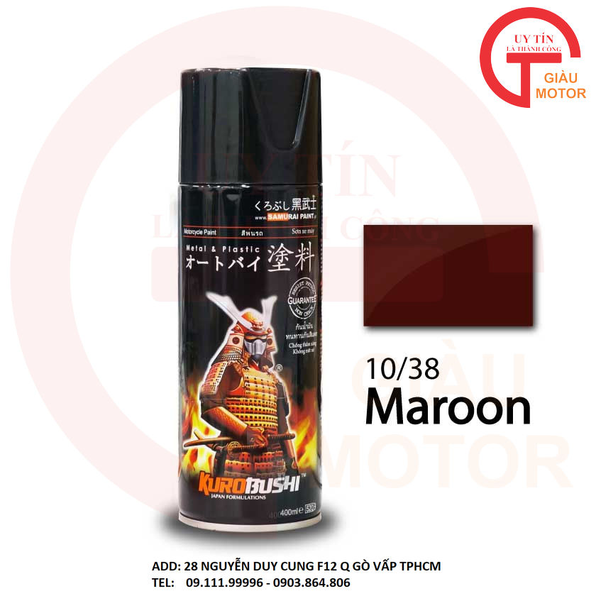 Chai sơn xịt sơn xe máy Samurai 10/38 màu hạt dẻ Maroon