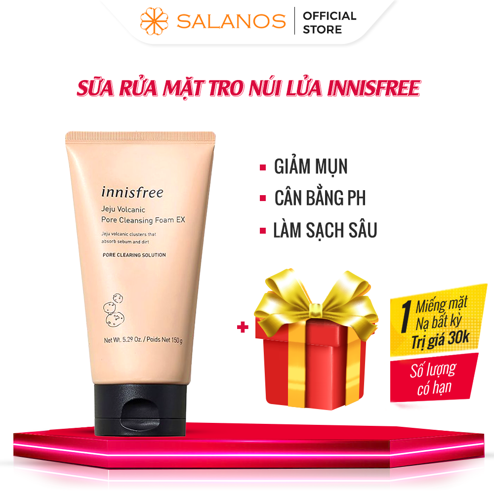 Sữa rửa mặt sạch sâu đá tro núi lửa innisfree giảm mụn dịu nhẹ tạo bọt 150ml RMSLN38
