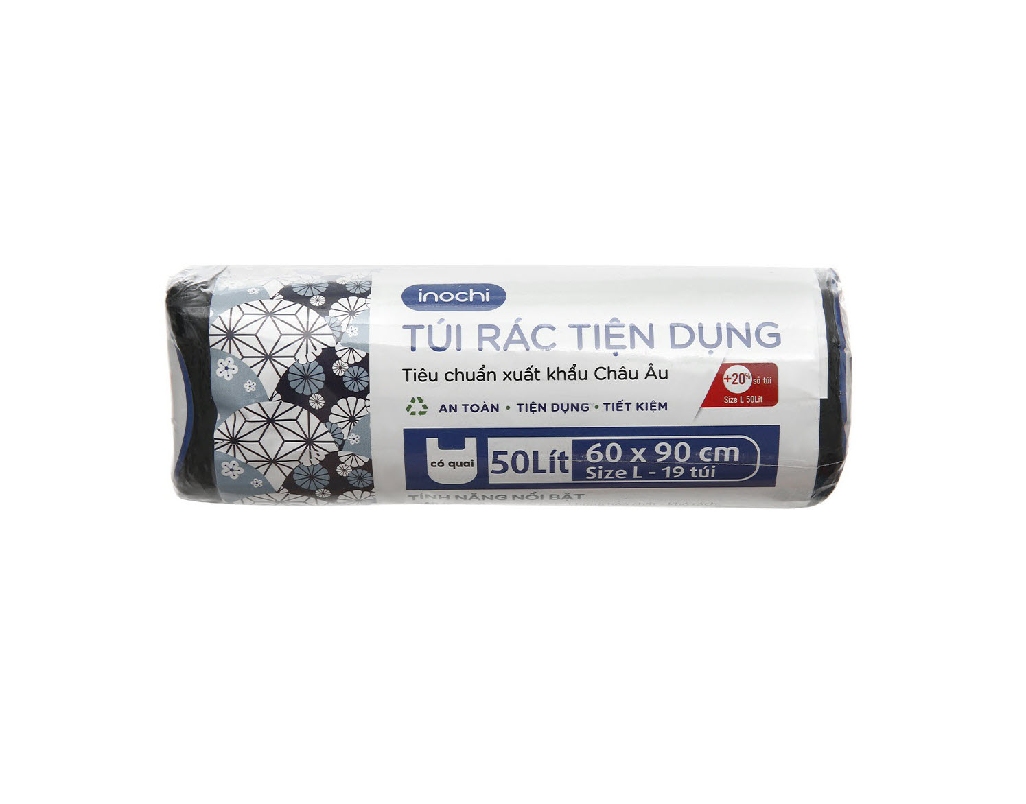 Cuộn 19 túi rác Inochi tiện dụng 50L [HCM-Giao hoả tốc 2h]