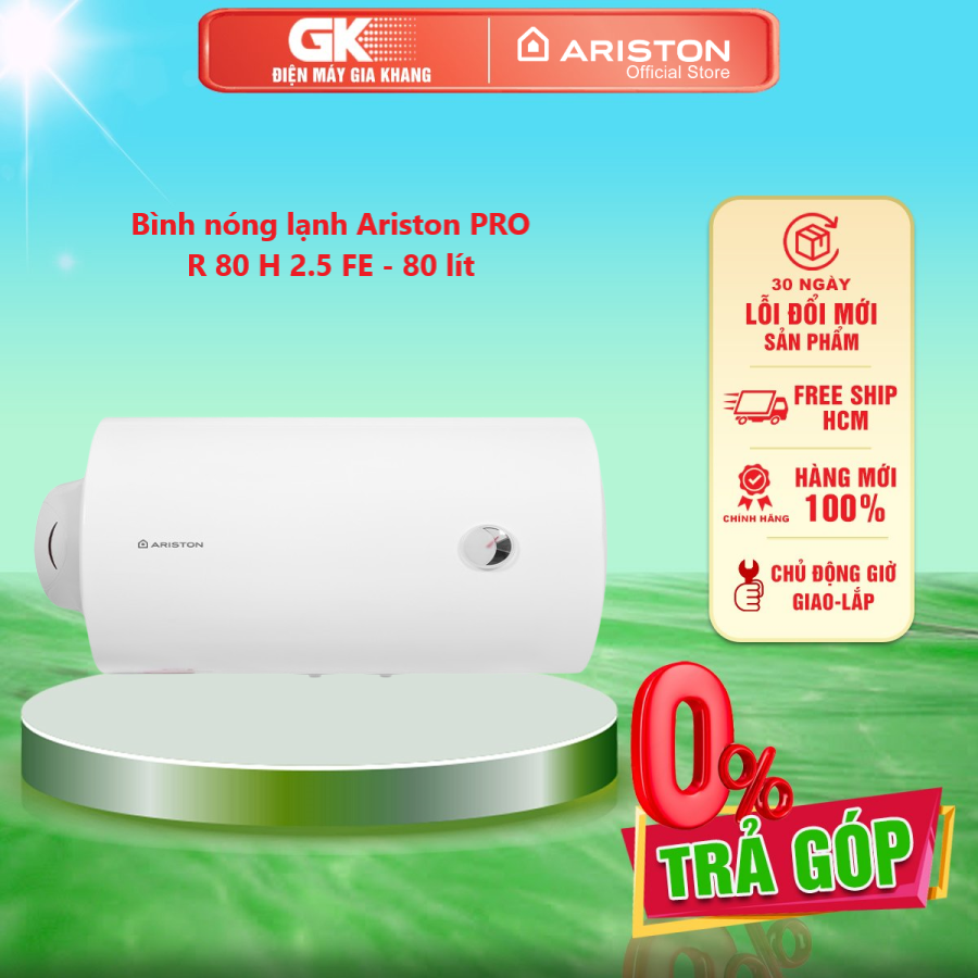 Bình nóng lạnh ariston pro r 80 h 2.5 fe - 80 lít - giao toàn quốc - freeship hcm