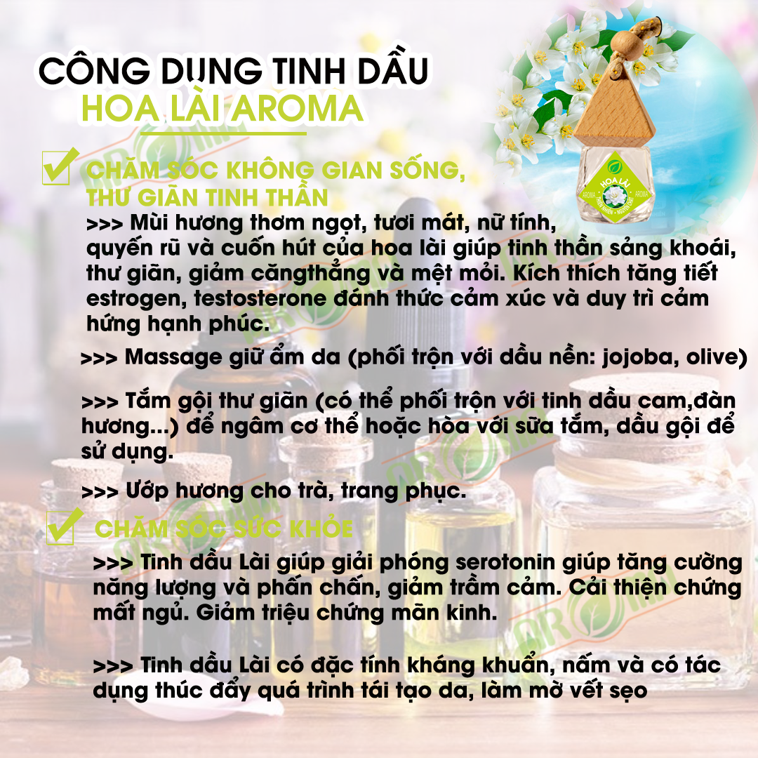 Tinh dầu Hoa Lài AROMA Jasmine Essential Oil, tinh dầu thơm phòng, khơi dậy cảm xúc thăng hoa