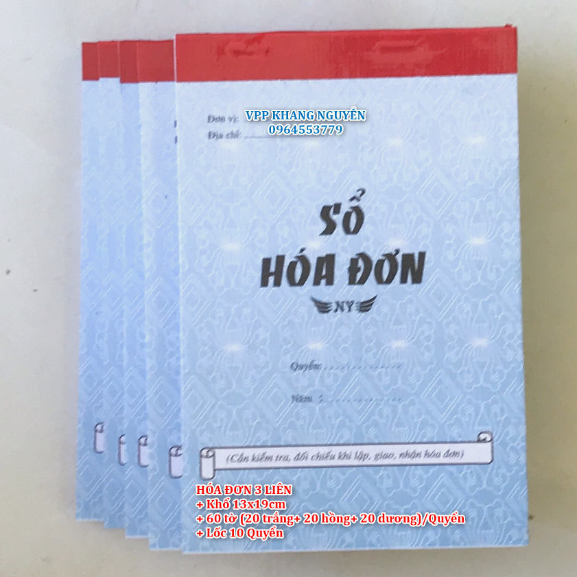 [HCM] HÓA ĐƠN 3 LIÊN 60 TỜ (LỐC 10 QUYỂN)