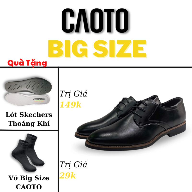 Giày Tây Nam Big Size Đen Cột Dây Elegant A34 Giày Công Sở Nam Size Lớn 45 46 47 48