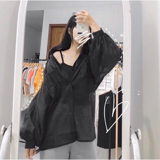 Áo sơ mi lưới dính kèm lót trong cực sang cho cô nàng năng động