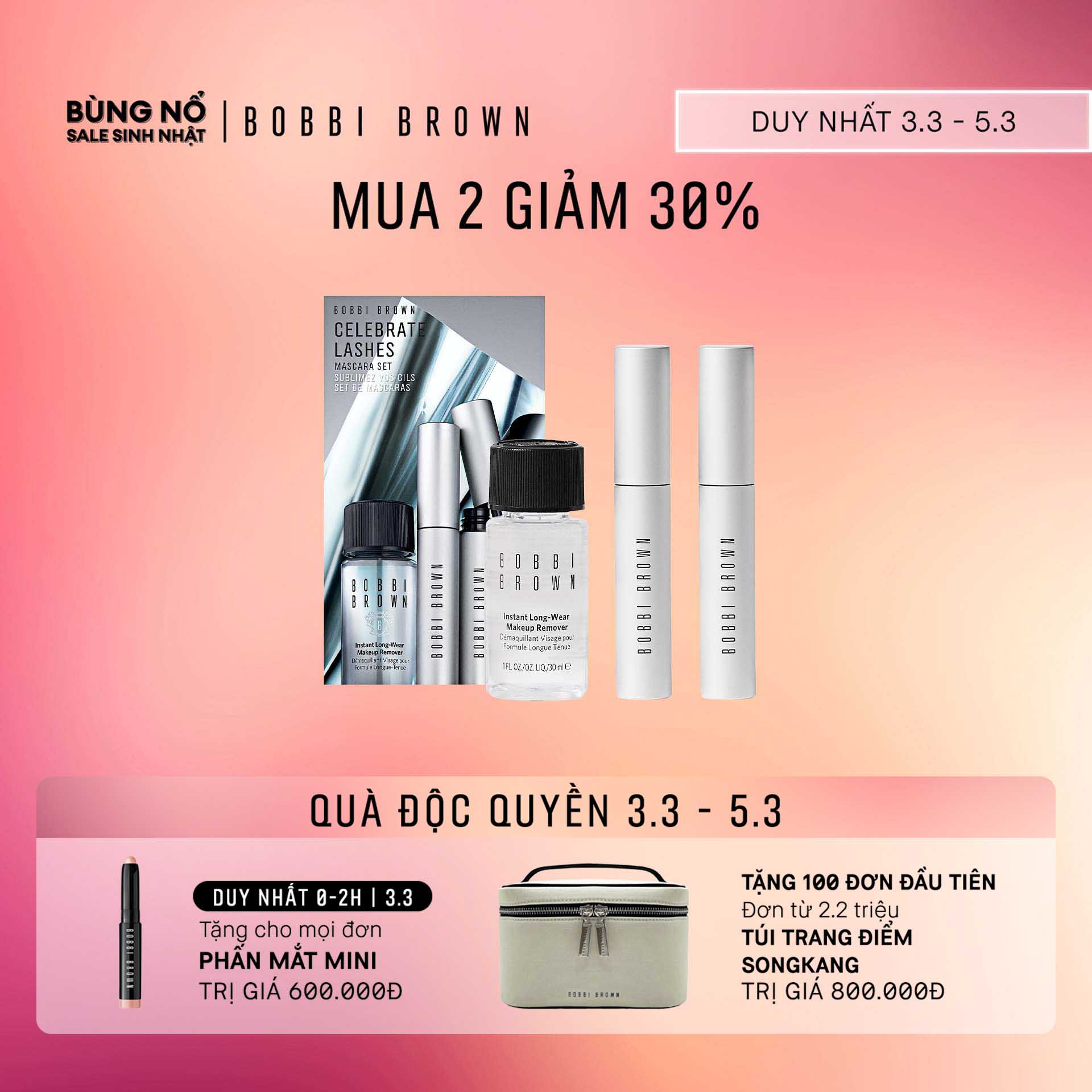 ĐỘC QUYỀN 3.3-5.3 PHIÊN BẢN GIỚI HẠN Bộ 3 món trang điểm và tẩy trang cho