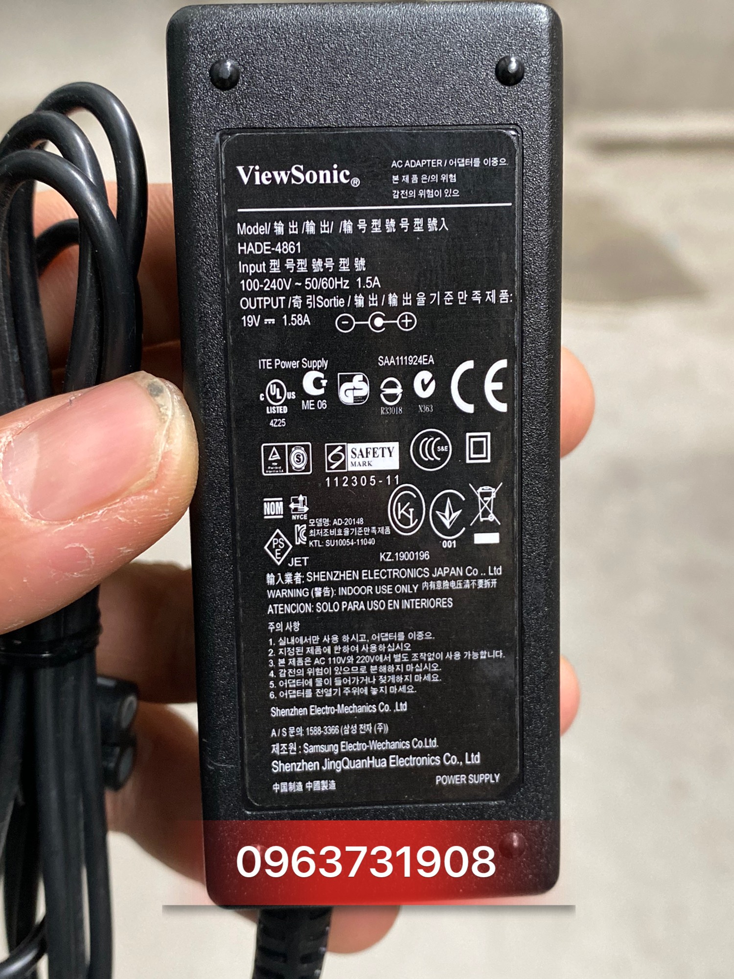 Cục nguồn dùng cho màn hình ViewSonic VX2276-SMHD VX2476-SMHD 19V-1.58A