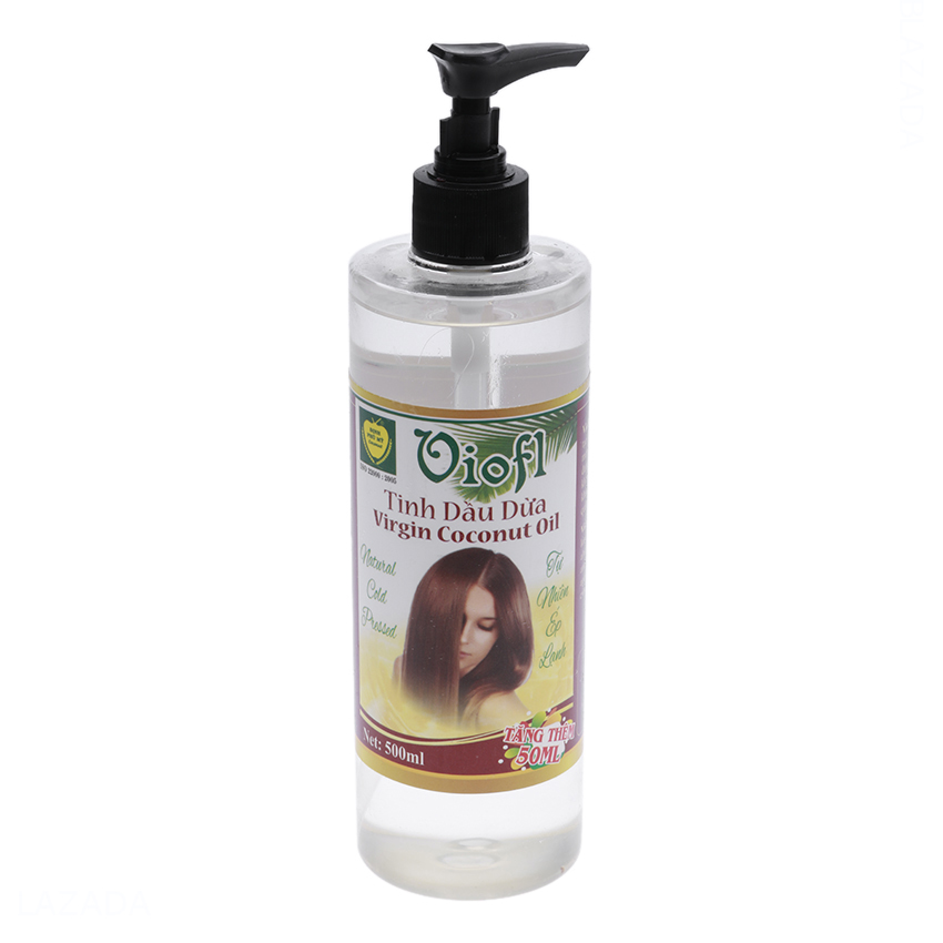 [HCM] Tinh dầu dừa hữu cơ ép lạnh VIOFL 500ml (Chai nắp xịt)