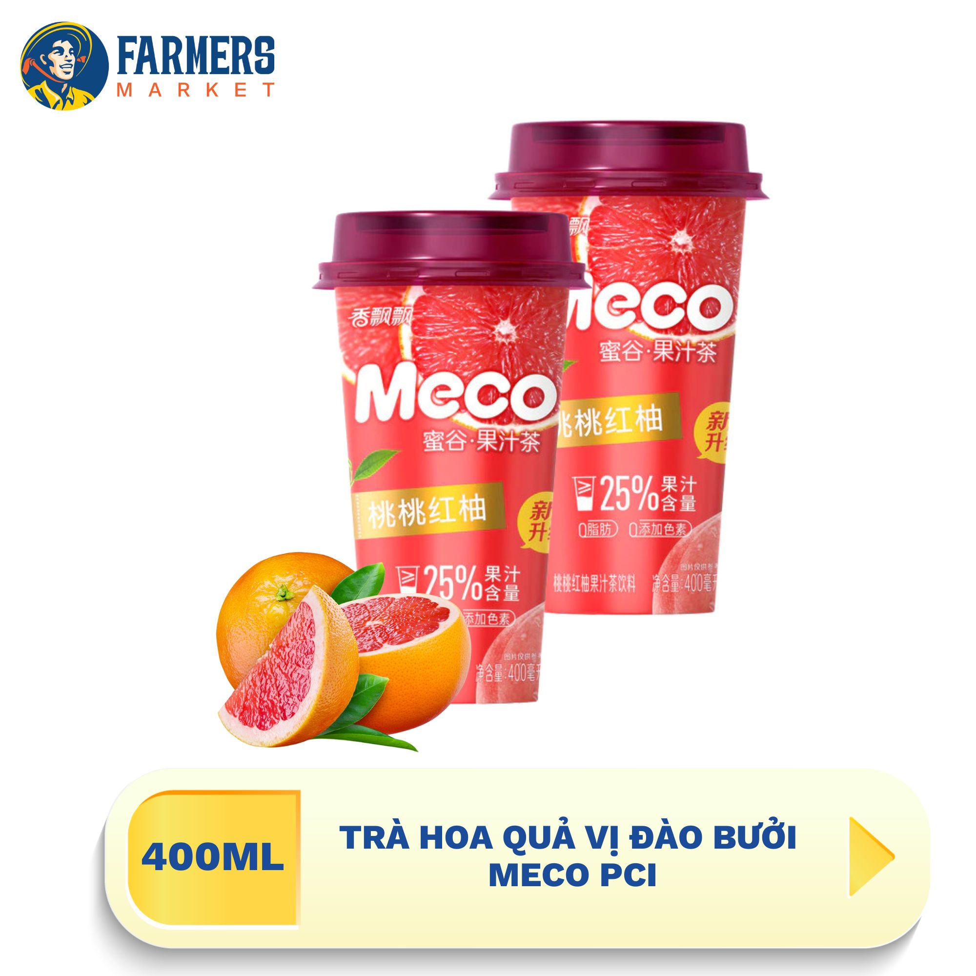 Trà hoa quả vị đào bưởi meco pci - 400ml/ly
