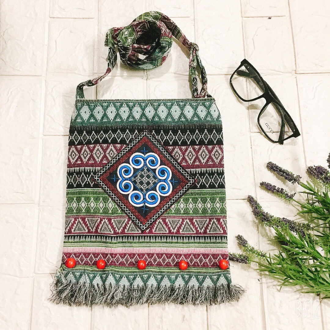 [HCM]Túi thổ cẩm đeo chéo tua rua