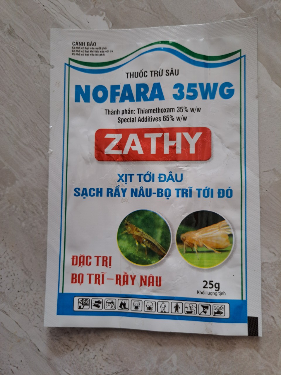 Nofara 35wg 25gam, zathy 25gam: rầy nâu, bọ trĩ, bọ xít, bọ nhảy, bọ cánh tơ