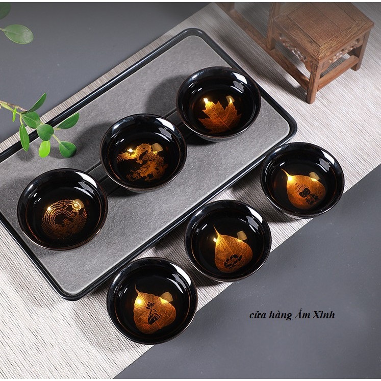 Chén sứ Cảnh Đức vẽ vàng