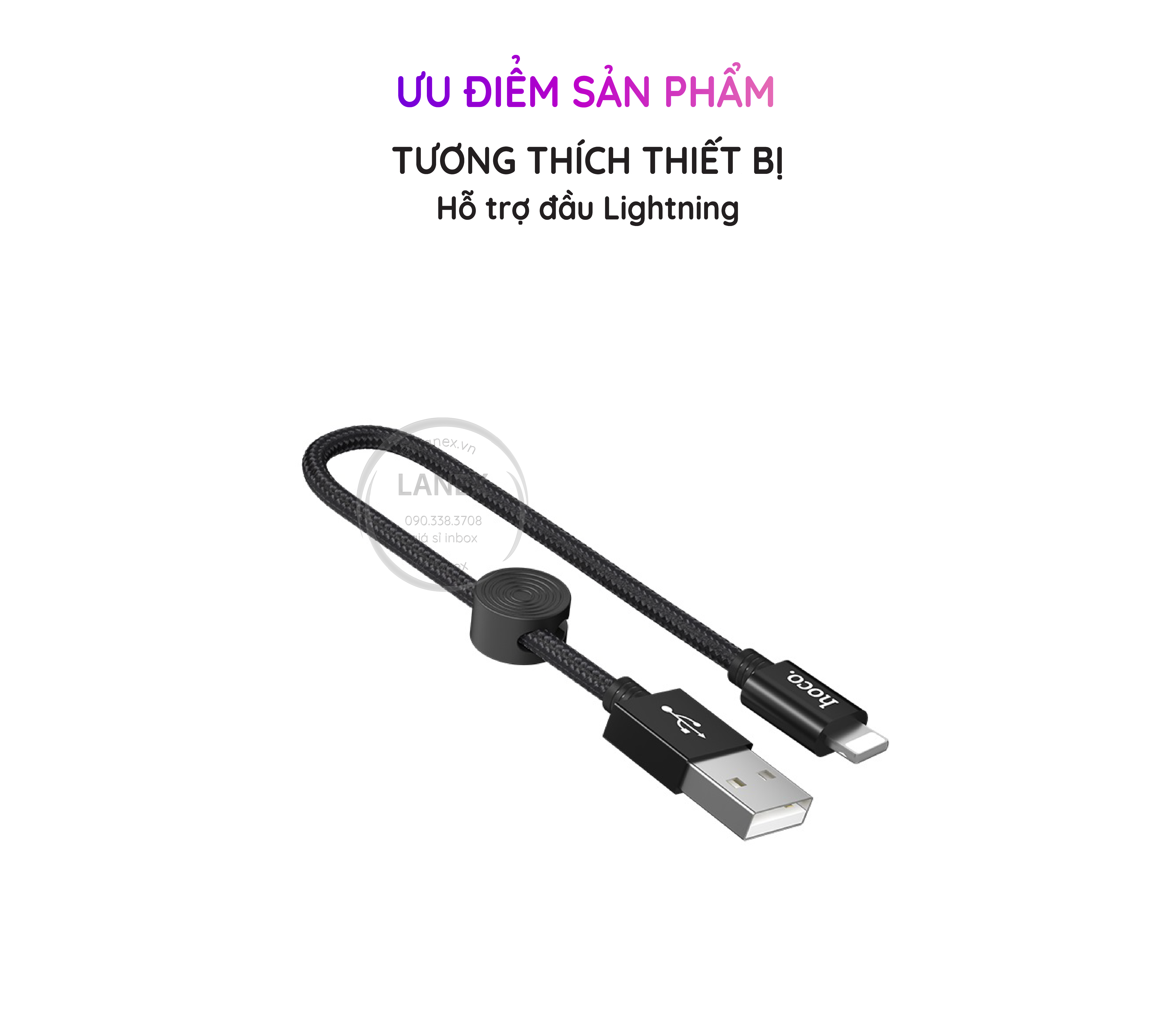 Cáp Sạc Nhanh Hoco X35 Dây Dù Lightning 2.4a Dài 0.25m