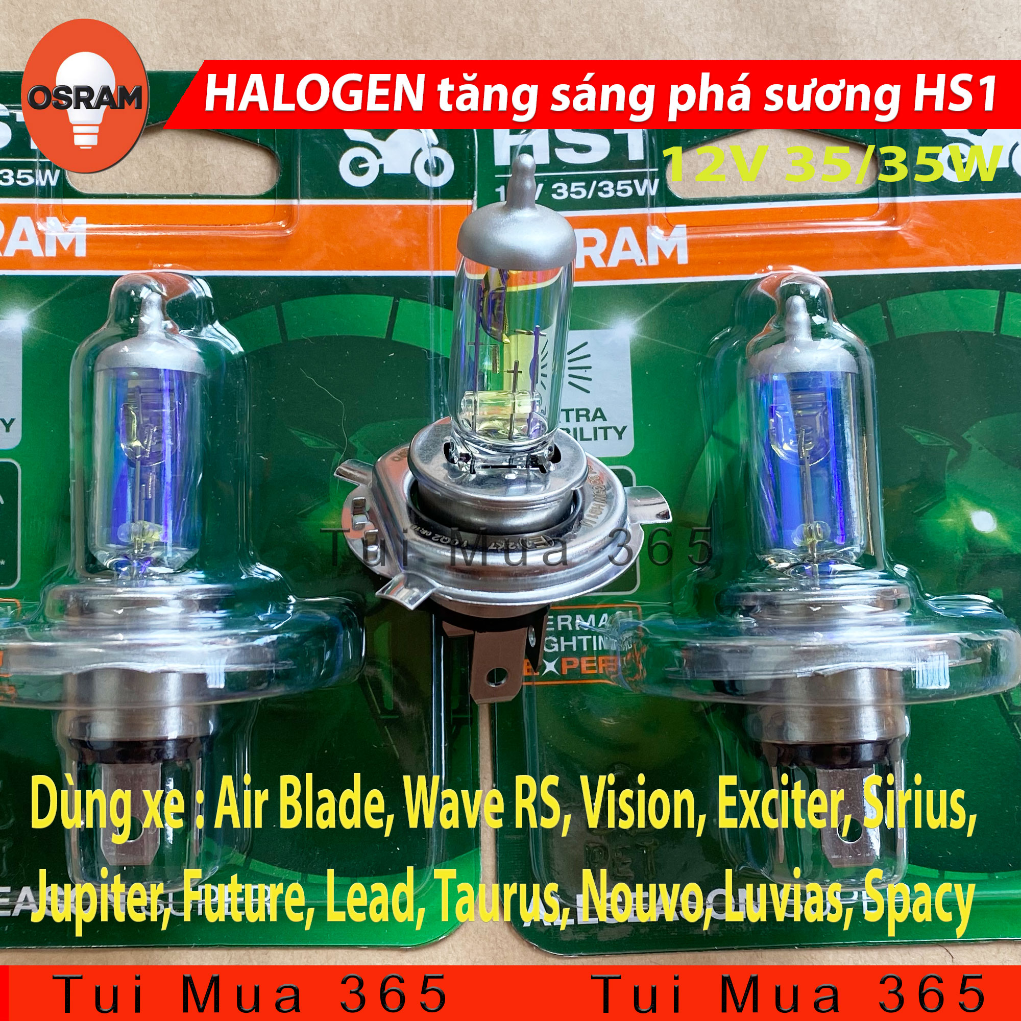 Bóng đèn HS1 tăng sáng phá sương HALOGEN OSRAM Air Blade Wave RS Vision Exciter Sirius Jupiter Future Lead Taurus Nouvo Luvias - 100% Hàng chính hãng