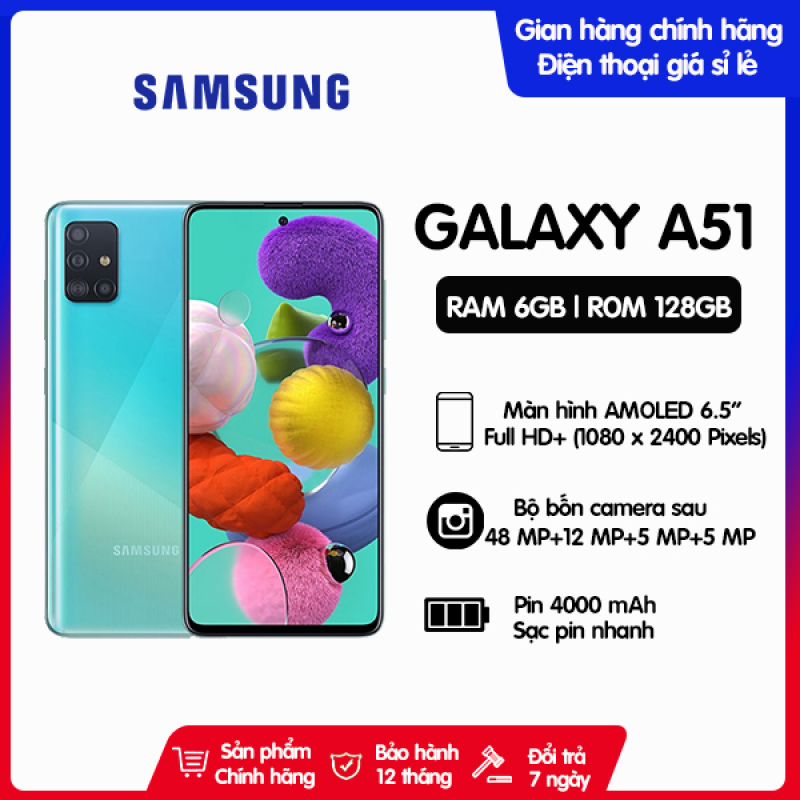 Điện Thoại Samsung Galaxy A51 ROM 128GB RAM 6GB - Hàng chính hãng, mới 100%, Nguyên seal, Bảo hành 12 tháng