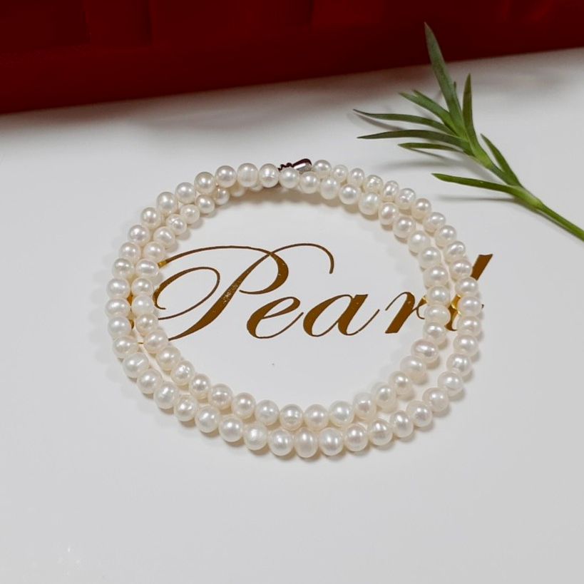Vòng cổ chocker ngọc trai thật- ngọc ovan 3-4li