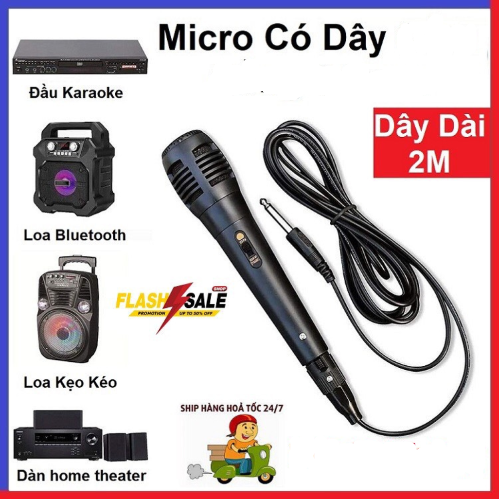 Micro Có Dây Hát Karaoke, Mic Giá Rẻ, Dùng Cho Loa Kéo – Loa Hát Karaoke Mini – Mixer – Amply – Trợ Giảng