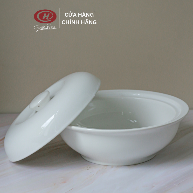 Liễn Cơm Có Vành Trắng Trơn - Sứ Minh Châu - LC18