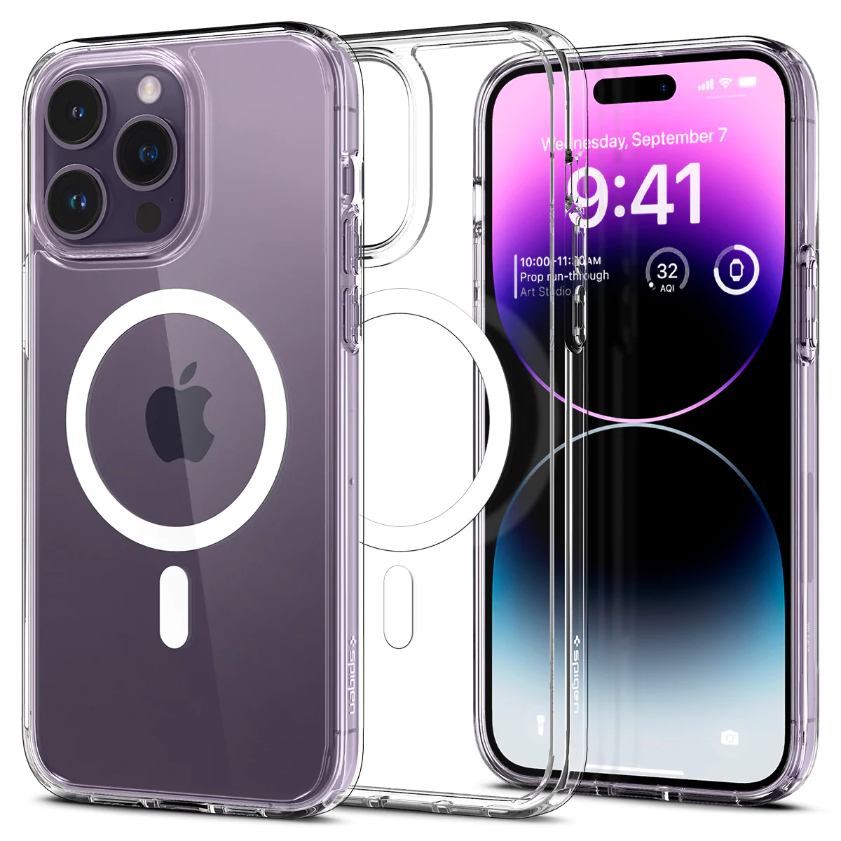 Ốp Lưng dành cho iPhone 14 Pro Max Spigen Crystal Hybrid MagFit Clear Case Chống Ố Vàng