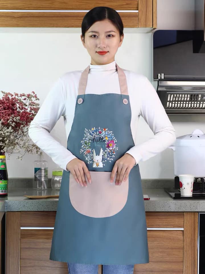 Tạp dề chống nước chống dầu in hình thỏ