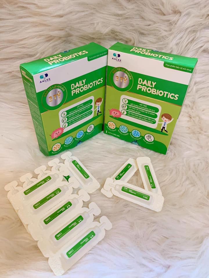 Daily probiotics - chứa 3 tỷ bào tử lợi khuẩn hỗ trợ bổ sung vi khuẩn có lợi, hỗ trợ cải thiện hệ vi sinh đường ruột, hỗ trợ giảm rối loạn tiêu hóa cho bé