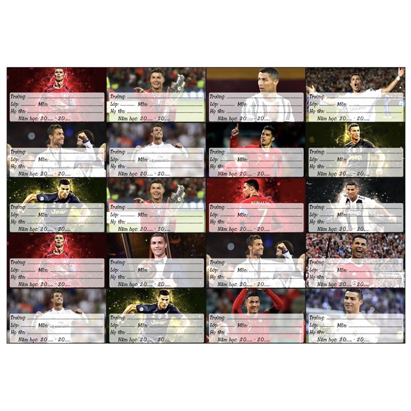 Nhãn vở cr7 ronaldo 20 cái / nhãn dán ronaldo cr7