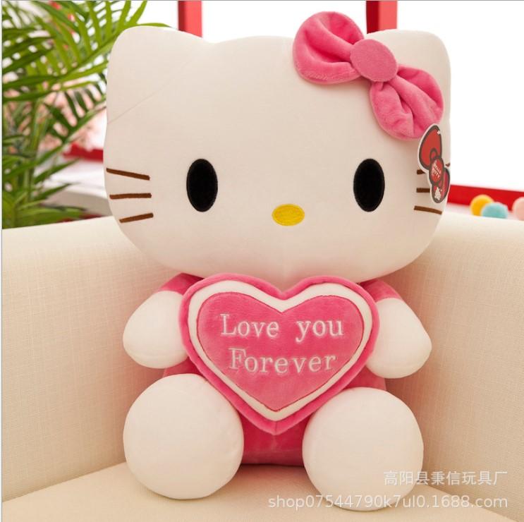 Thú nhồi bông hình Kitty ôm tim