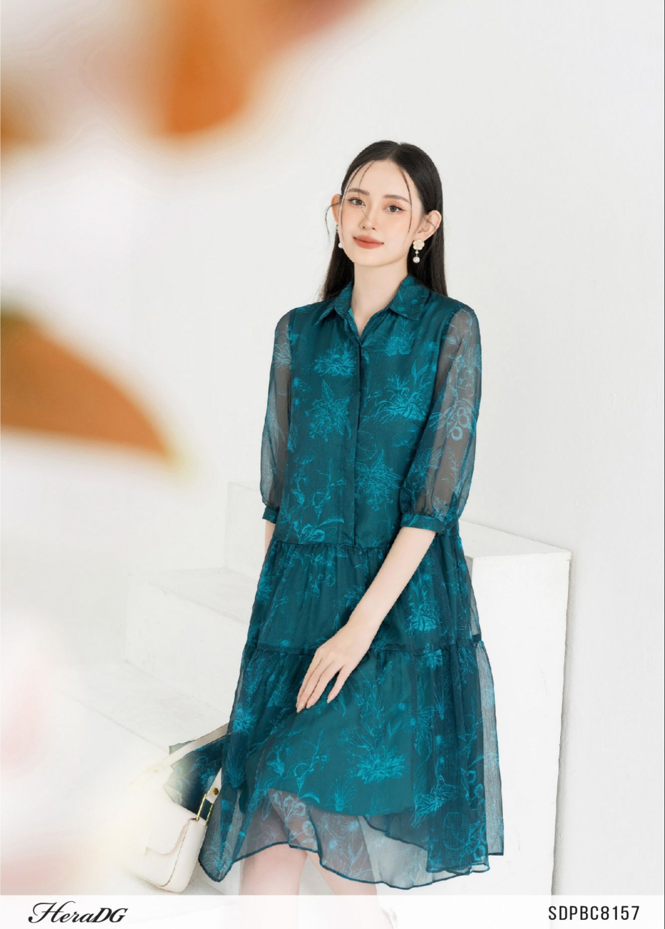 Voucher siêu sale 15% Đầm nữ HeraDG thiết kế dáng suông tay lỡ họa tiết độc quyền chất liệu tơ cao cấp SDPBC8157